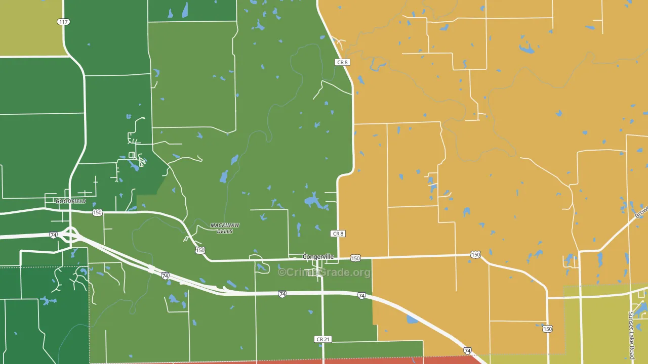 Congerville, IL Map of Robbery Rates