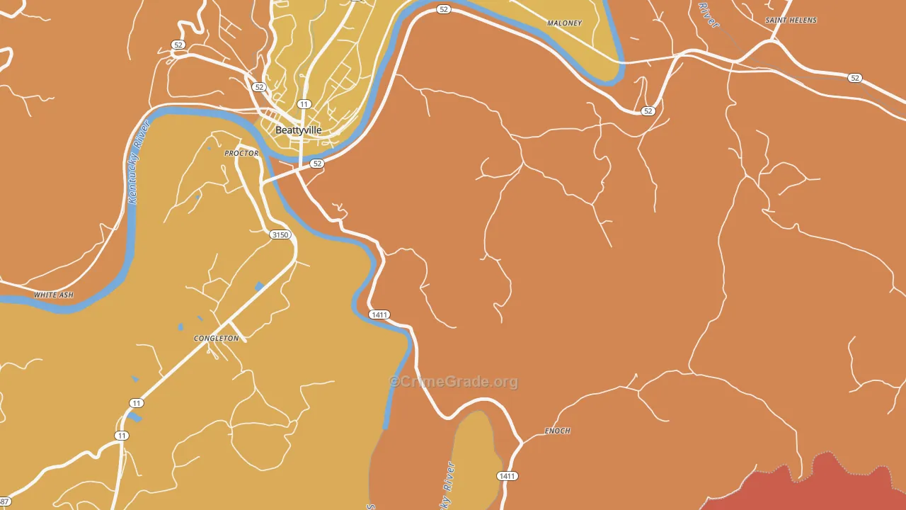 Congleton, KY Map of Robbery Rates