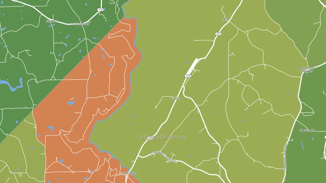 Congo, AL Map of Robbery Rates