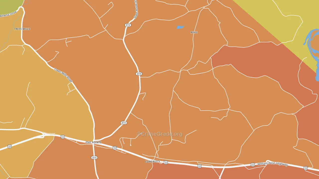 Congruity, PA Map of Robbery Rates
