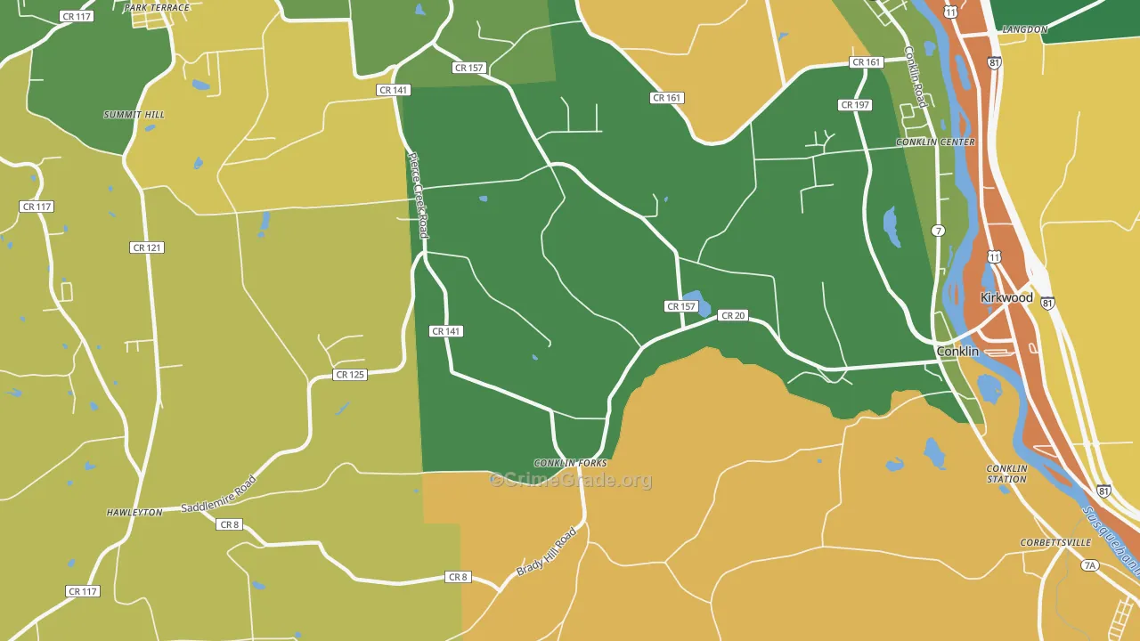Conklin Forks, NY Map of Robbery Rates