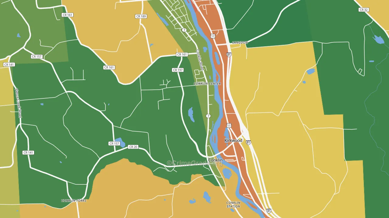 Conklin, NY Map of Robbery Rates