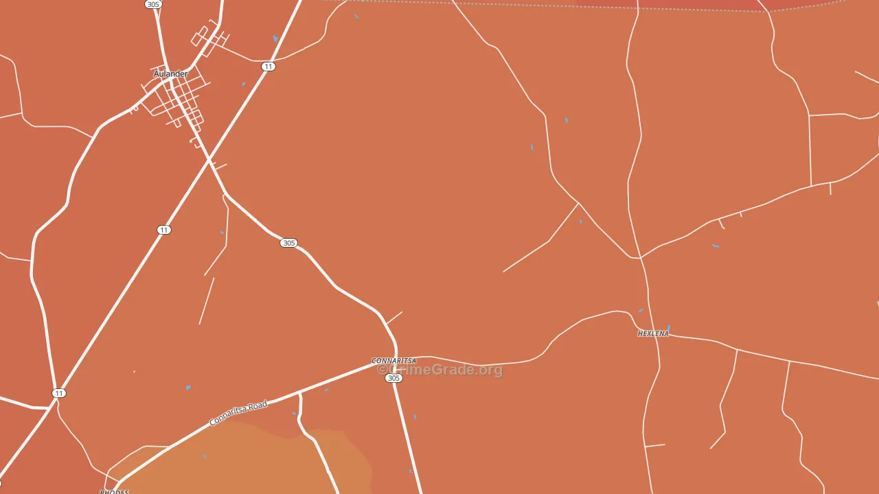 Connaritsa, NC Map of Robbery Rates