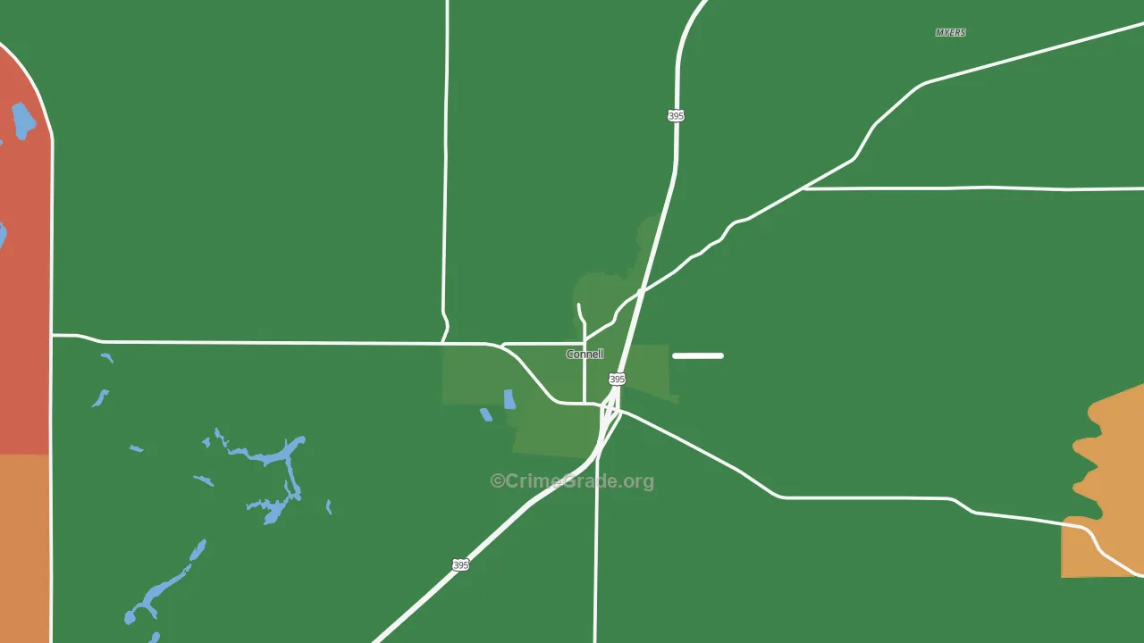 Connell, WA Map of Robbery Rates
