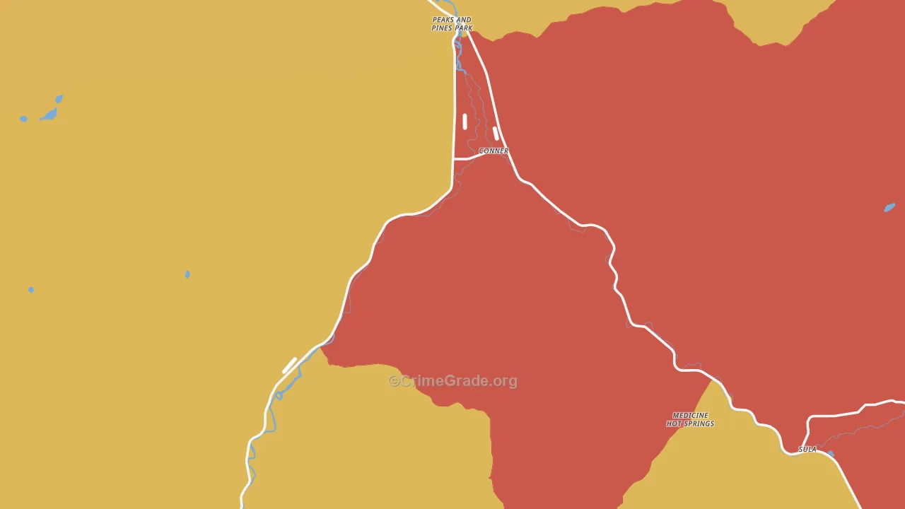 Conner, MT Map of Robbery Rates