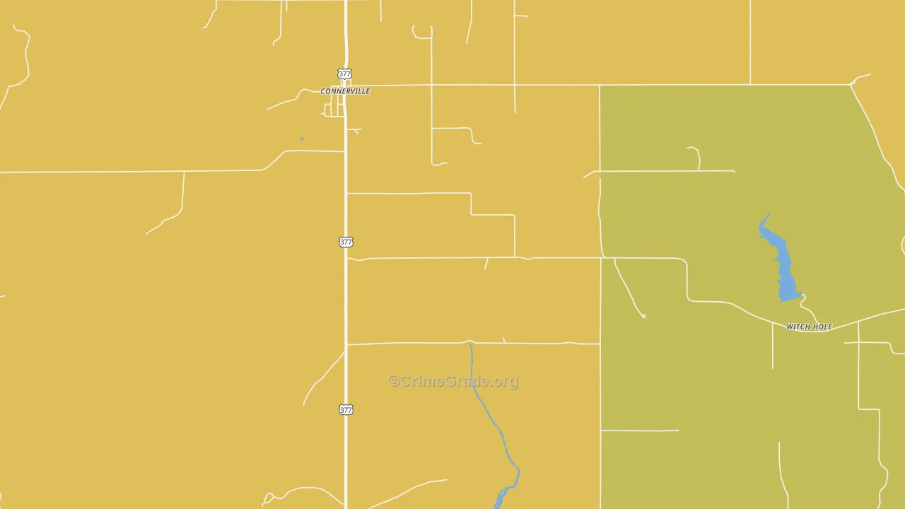Connerville, OK Map of Robbery Rates