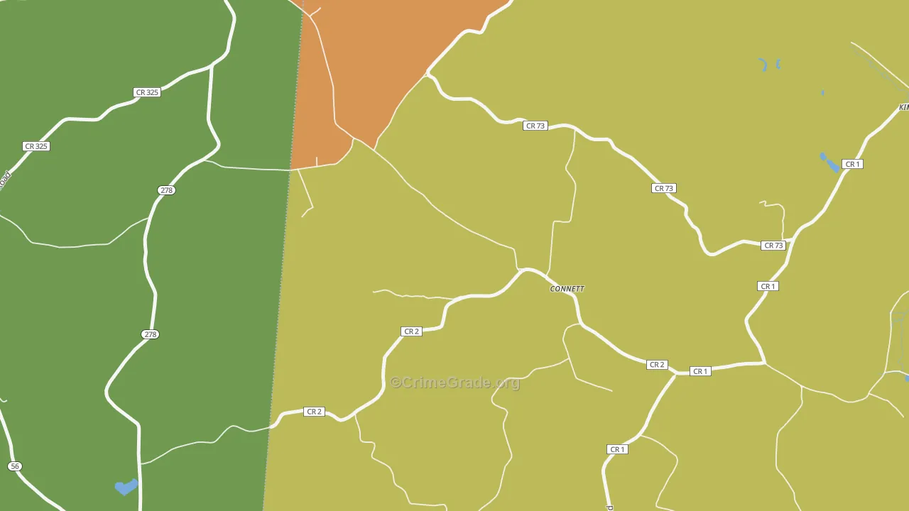 Connett, OH Map of Robbery Rates