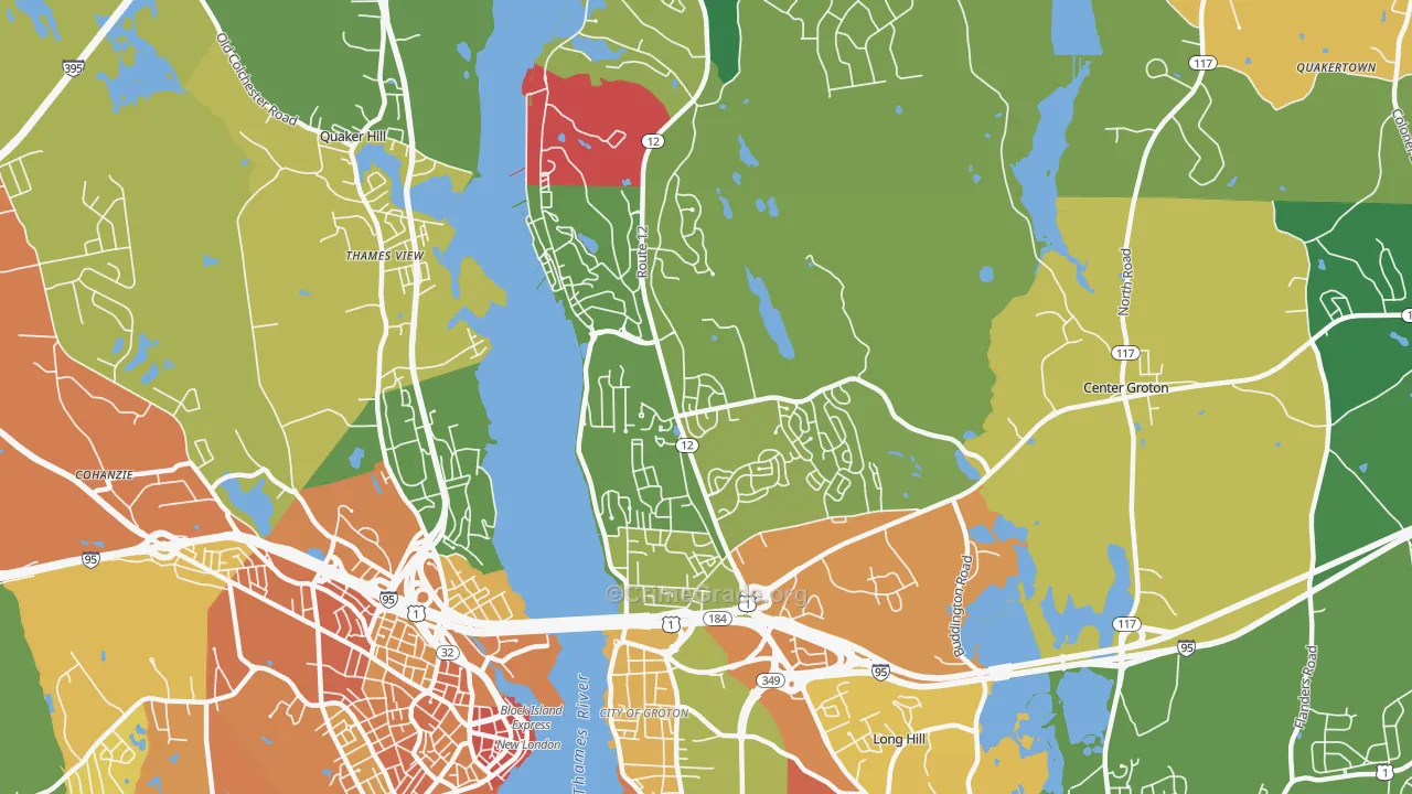 Conning Towers Nautilus Park, CT Map of Robbery Rates