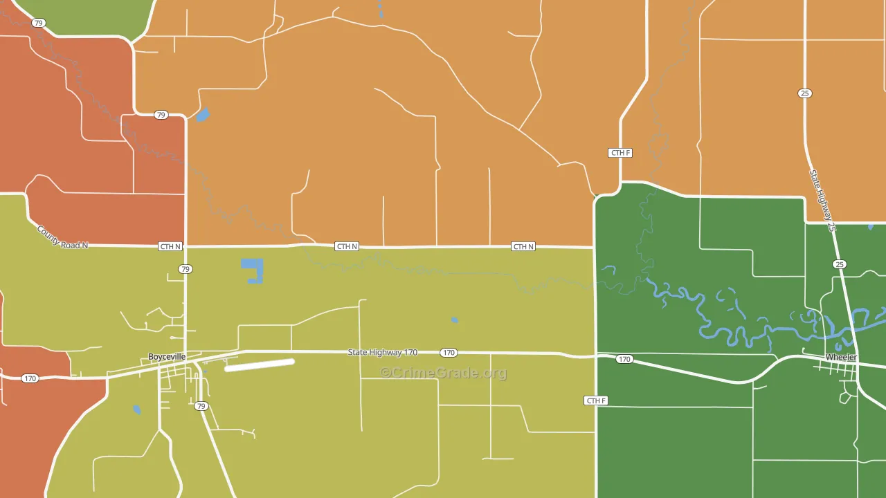 Connorsville, WI Map of Robbery Rates