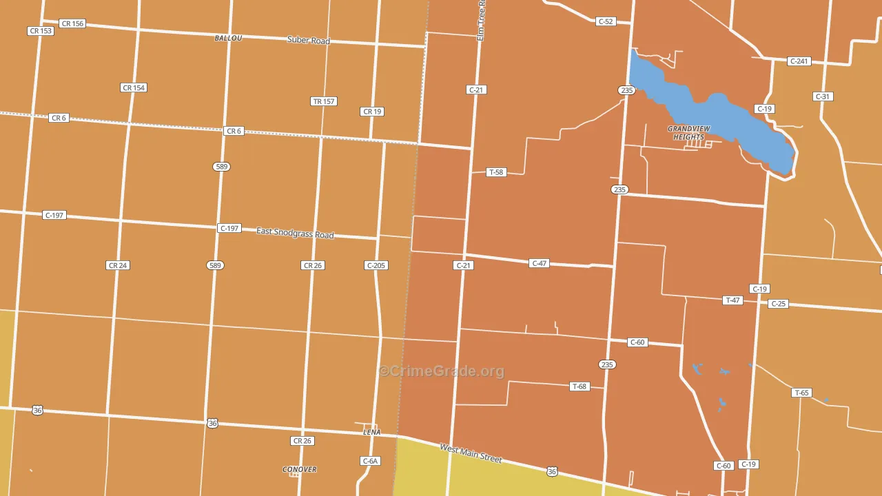 Conover, OH Map of Robbery Rates