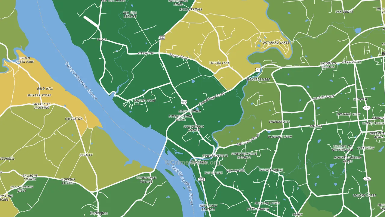 Conowingo, MD Map of Robbery Rates