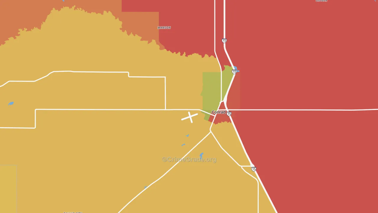 Conrad, MT Map of Robbery Rates