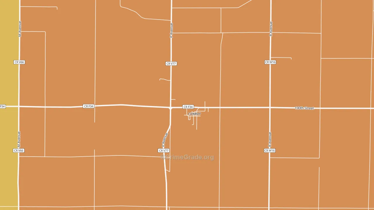 Conroy, IA Map of Robbery Rates