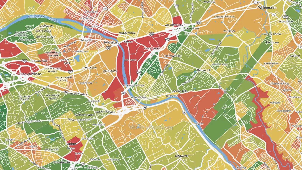 Conshohocken, PA Map of Robbery Rates