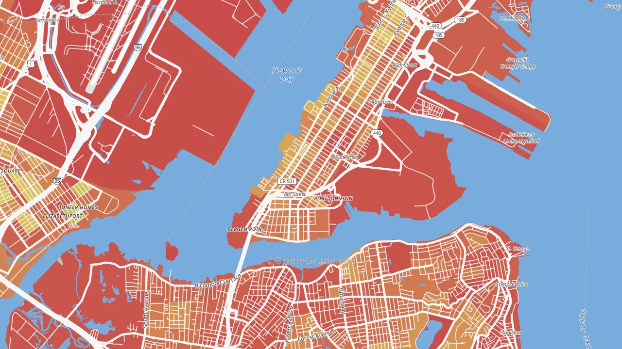 Constable Hook, Bayonne, NJ Map of Robbery Rates