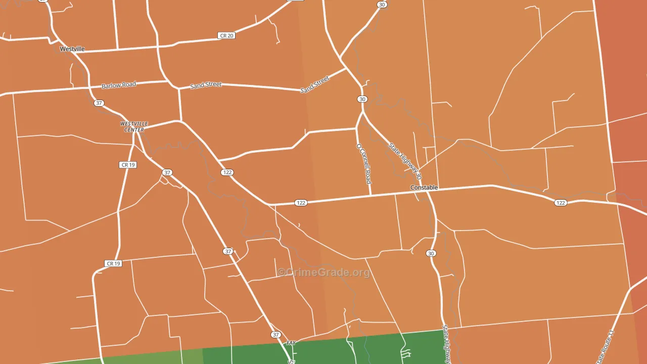 Constable, NY Map of Robbery Rates