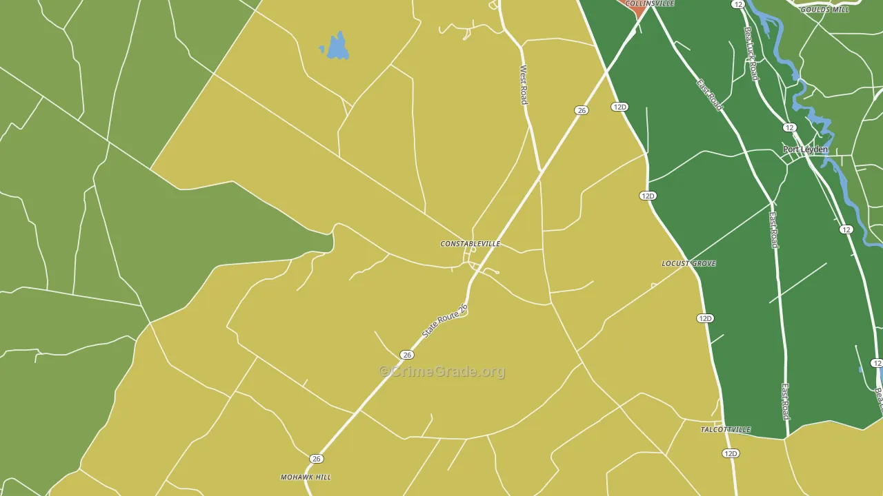 Constableville, NY Map of Robbery Rates