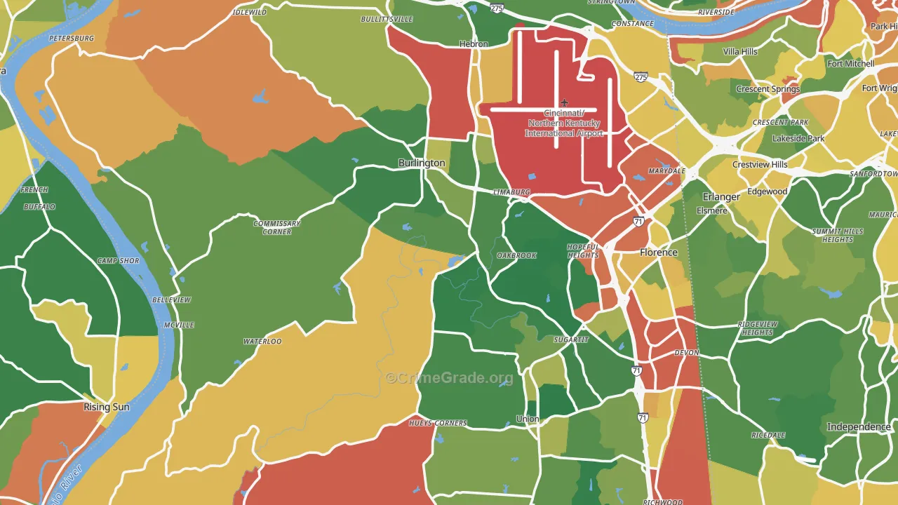 Constance, KY Map of Robbery Rates
