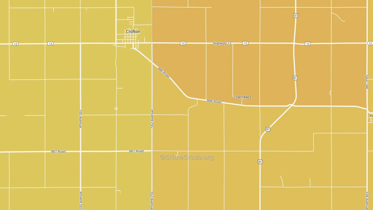 Constance, NE Map of Robbery Rates