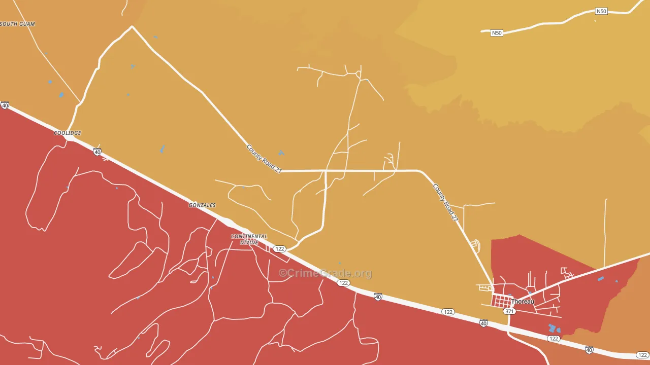 Continental Divide, NM Map of Robbery Rates
