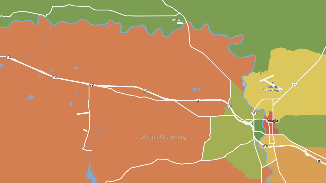 Converse County, WY Map of Robbery Rates