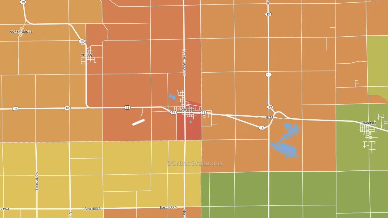 Converse, IN Map of Robbery Rates