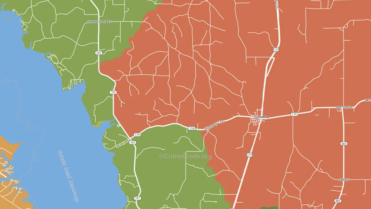 Converse, LA Map of Robbery Rates