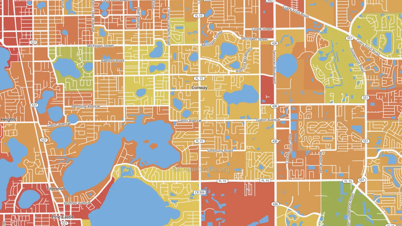 Conway, FL Map of Robbery Rates