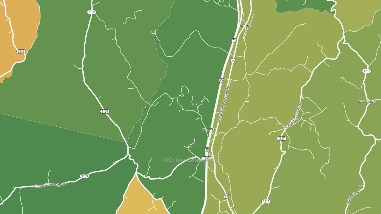 Conway, KY Map of Robbery Rates
