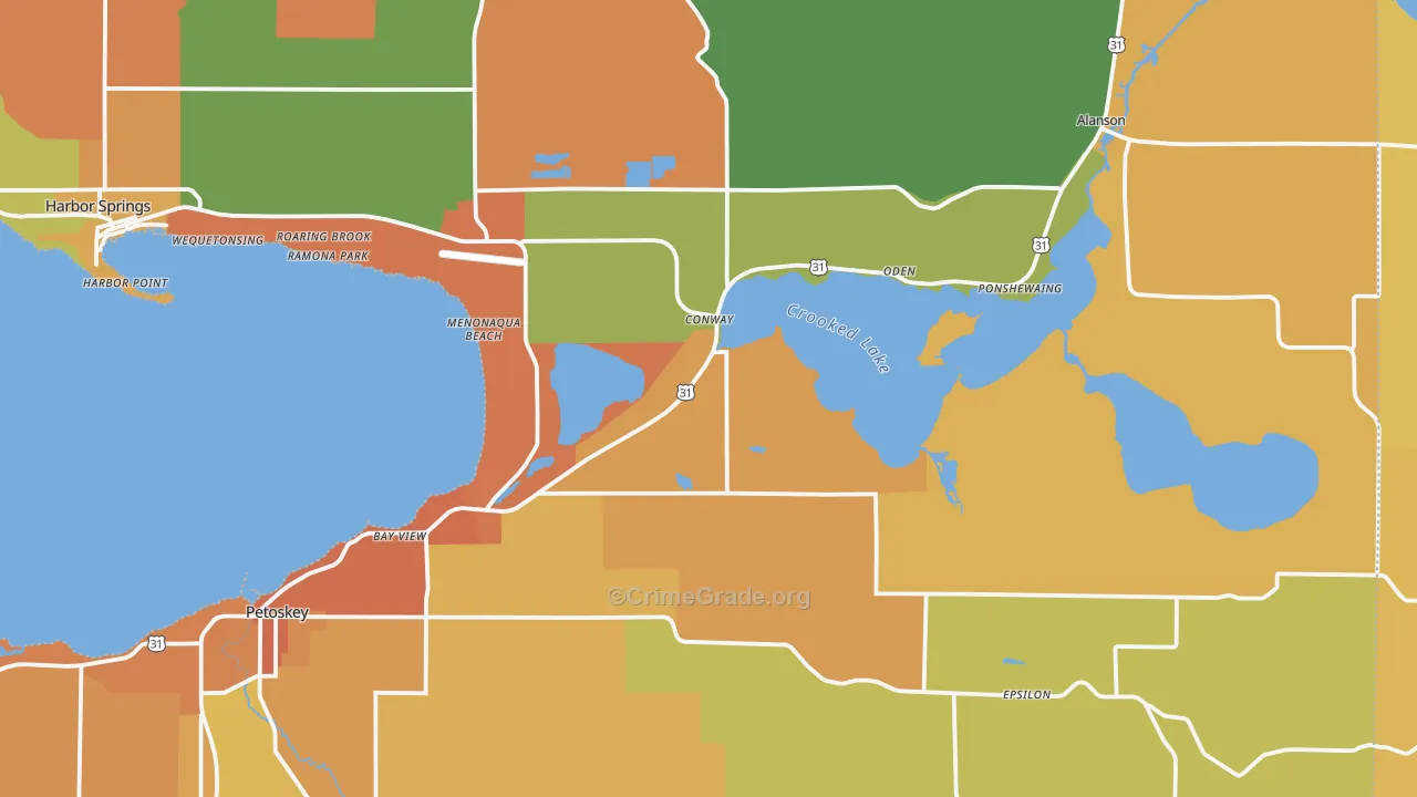 Conway, MI Map of Robbery Rates