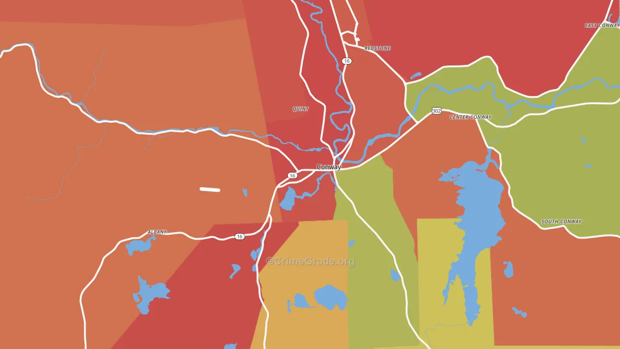 Conway, NH Map of Robbery Rates