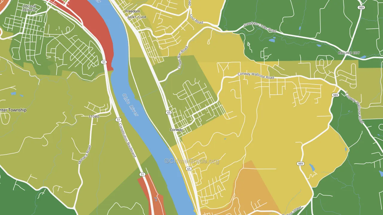 Conway, PA Map of Robbery Rates