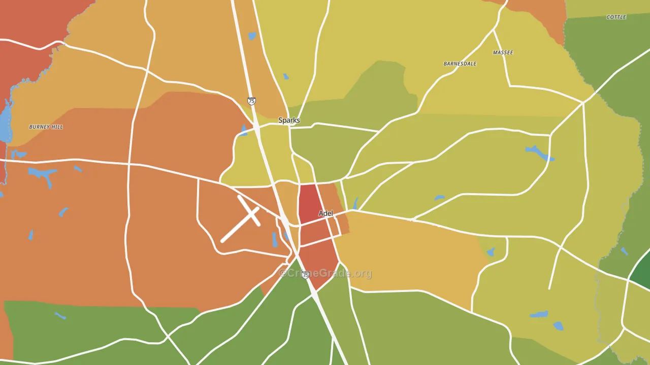 Cook County, GA Map of Robbery Rates