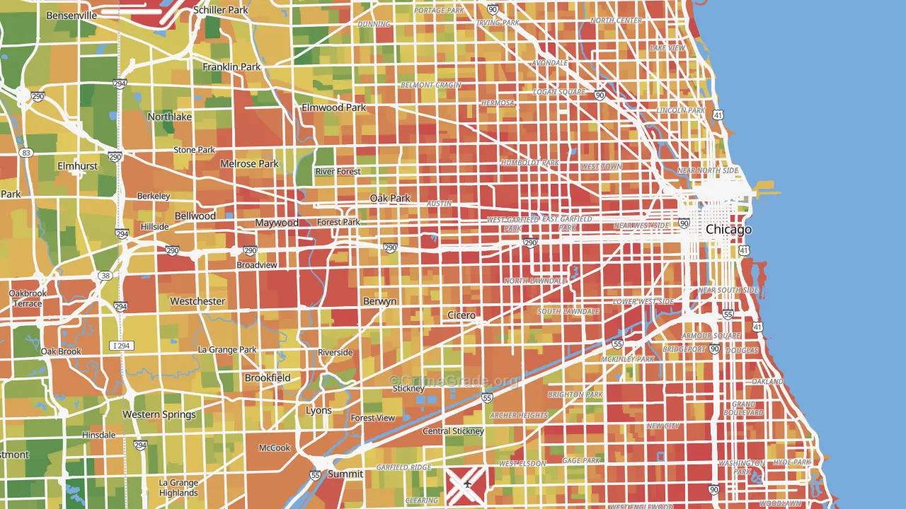 Cook County, IL Map of Robbery Rates