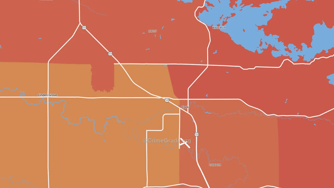 Cook, MN Map of Robbery Rates