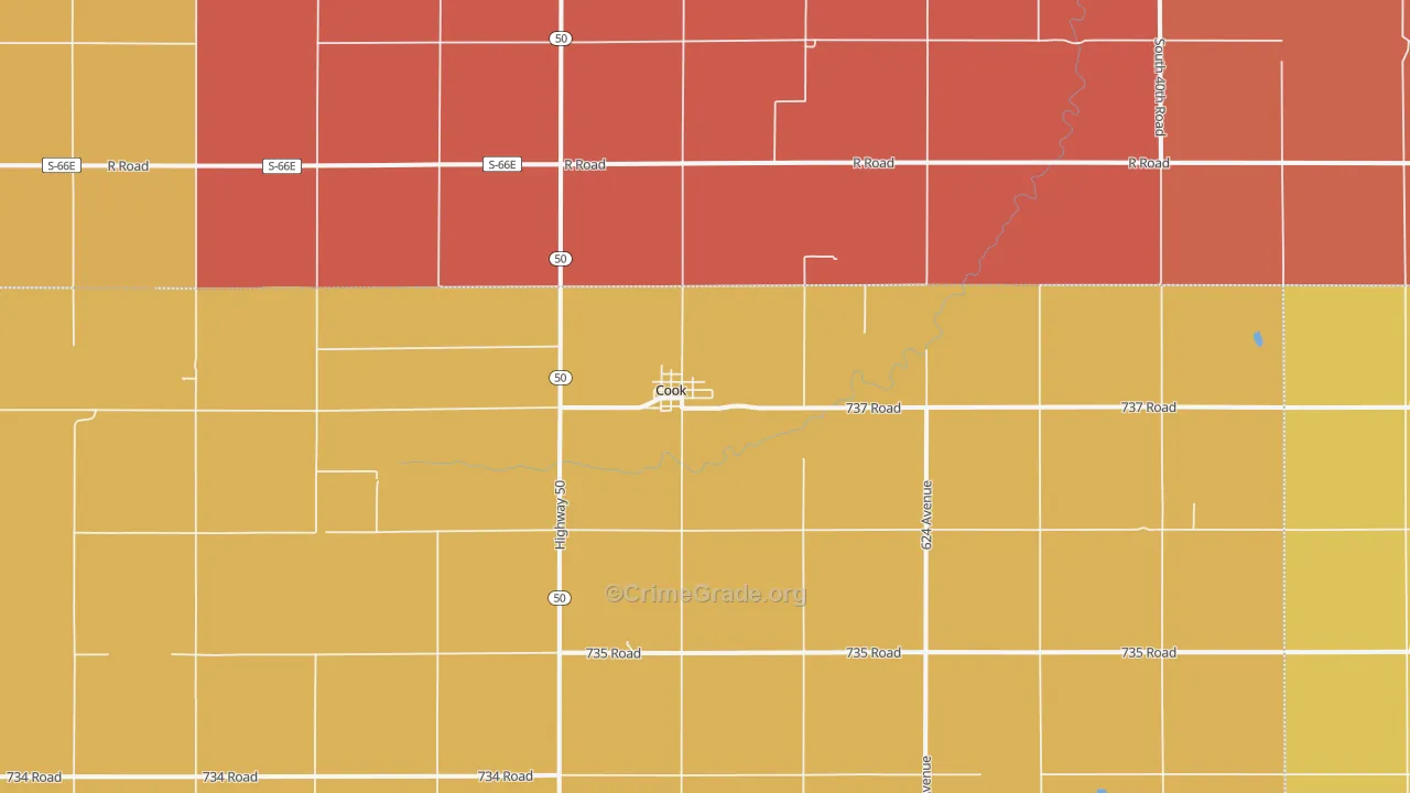 Cook, NE Map of Robbery Rates