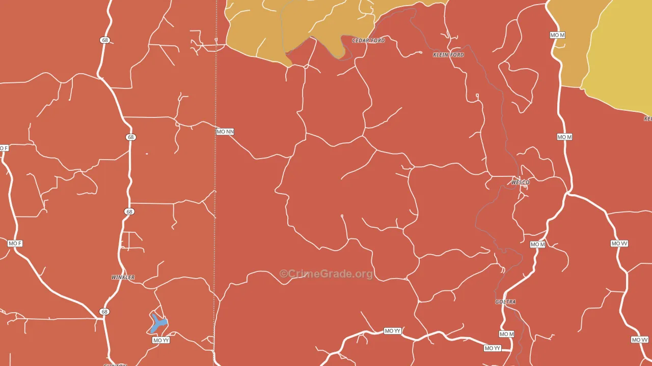 Cook Station, MO Map of Robbery Rates