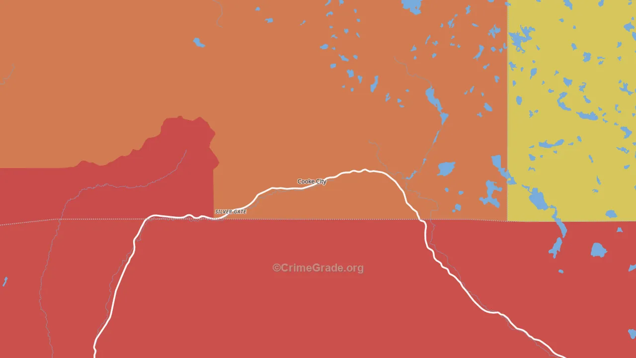 Cooke City, MT Map of Robbery Rates
