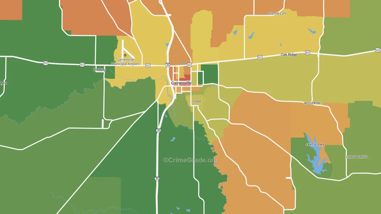 Cooke County, TX Map of Robbery Rates