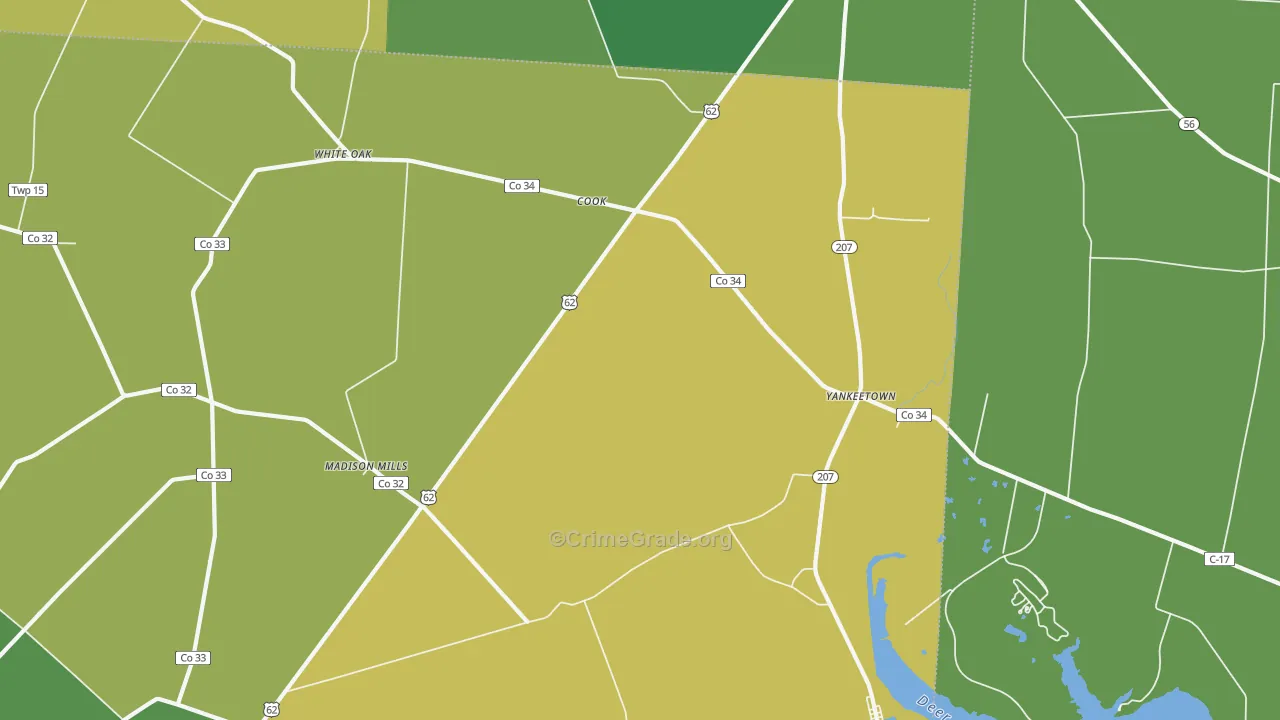 Cooks, OH Map of Robbery Rates