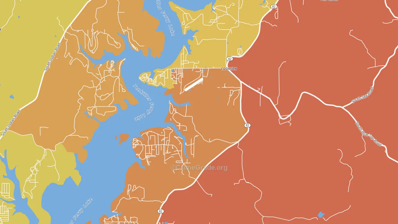 Cookson, OK Map of Robbery Rates