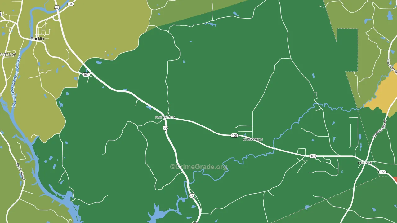 Cooksville, GA Map of Robbery Rates