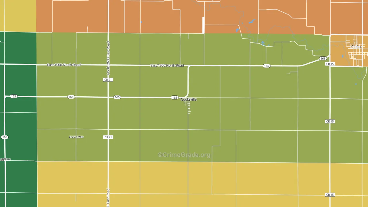 Cooksville, IL Map of Robbery Rates