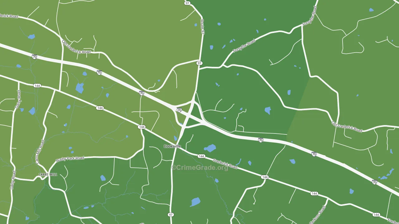 Cooksville, MD Map of Robbery Rates