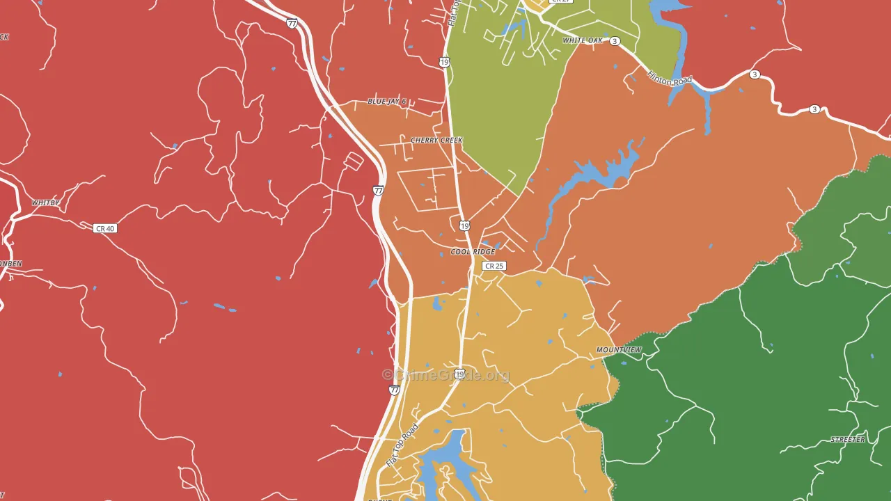 Cool Ridge, WV Map of Robbery Rates
