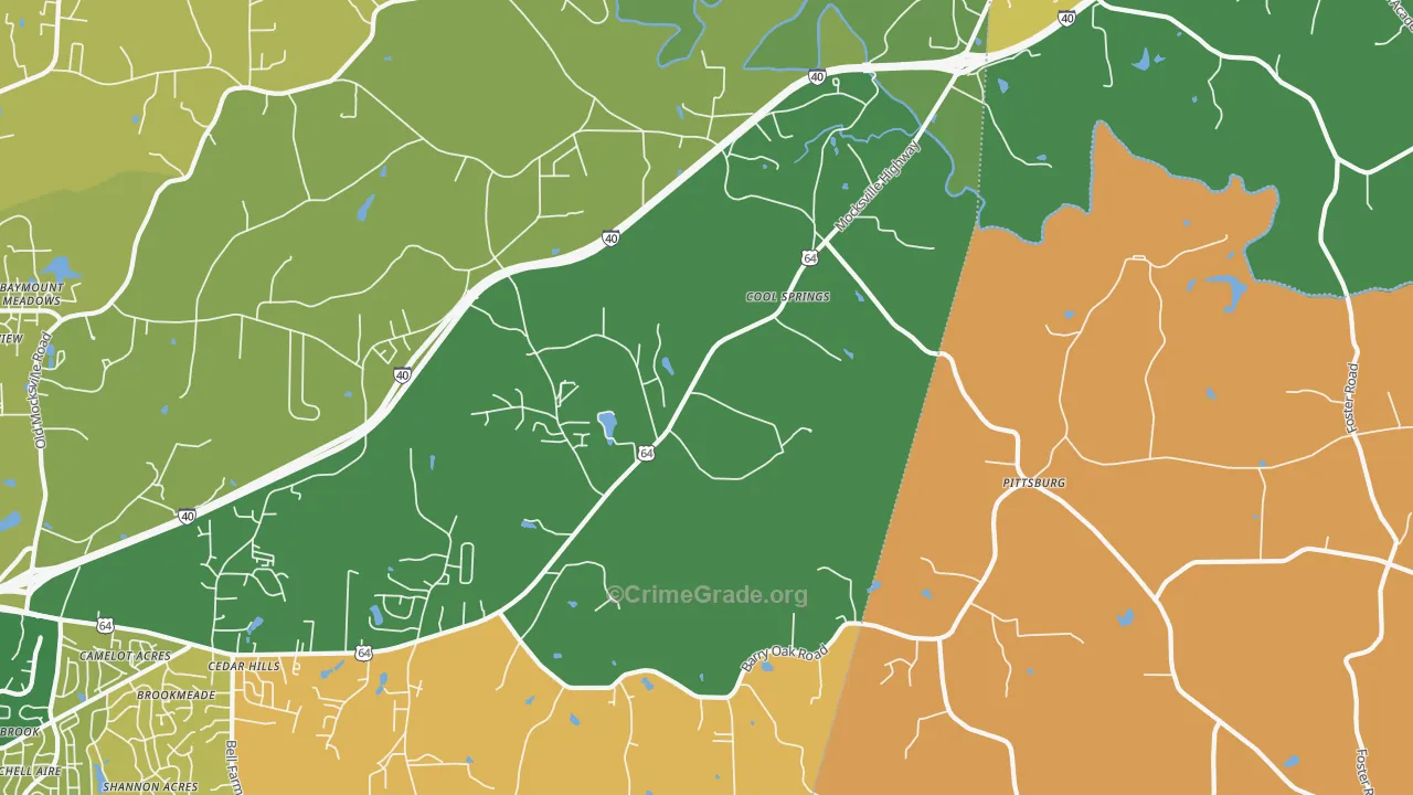 Cool Springs, NC Map of Robbery Rates