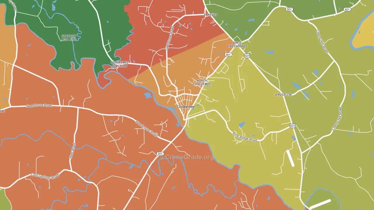 Cooleemee, NC Map of Robbery Rates