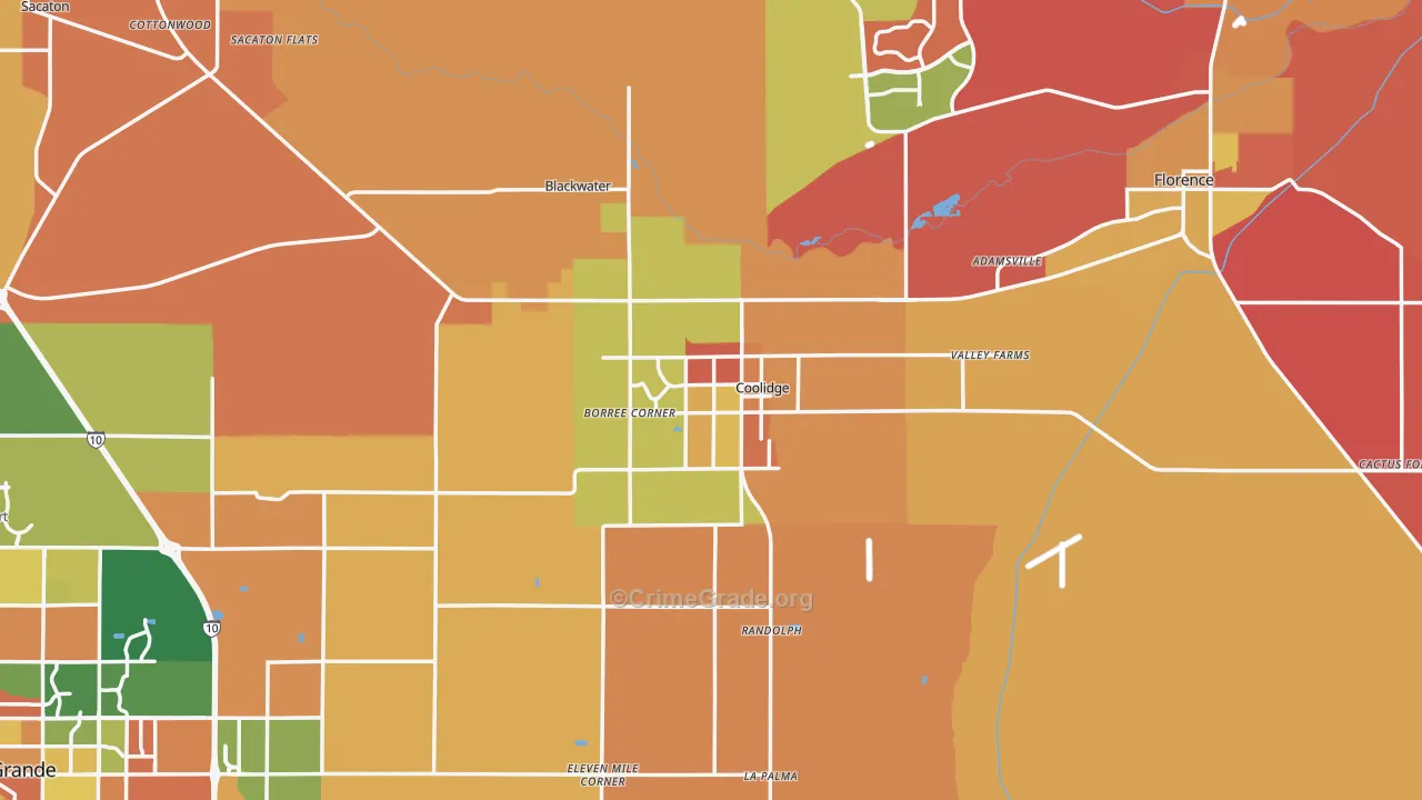Coolidge, AZ Map of Robbery Rates