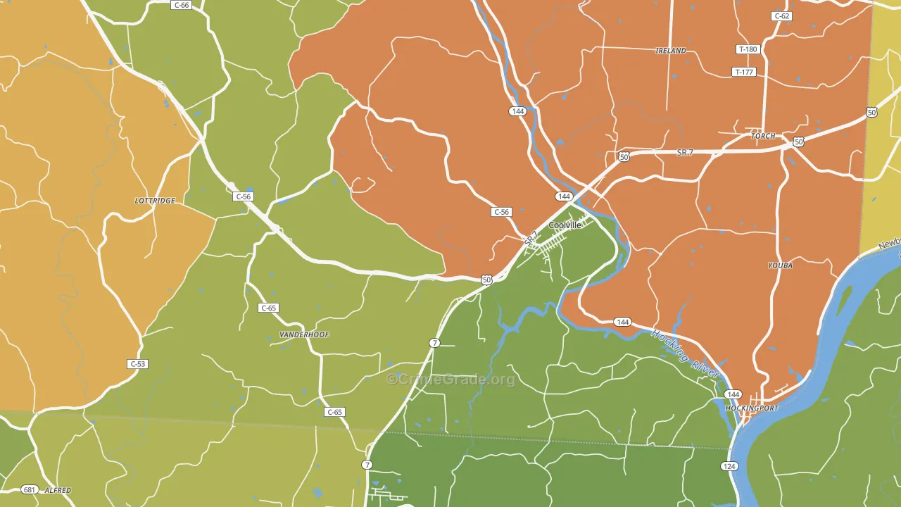 Coolville, OH Map of Robbery Rates