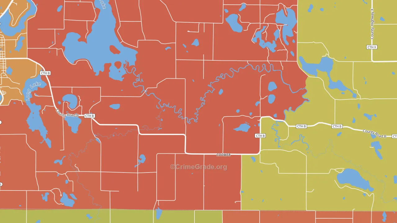 Coomer, WI Map of Robbery Rates